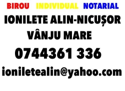 Birou Notarial Ionilete Alin-Nicusor, Vânju Mare program de funcționare