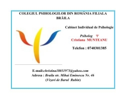 Cabinet Individual Psihologic Cristiana A. Munteanu, Brăila program de funcționare