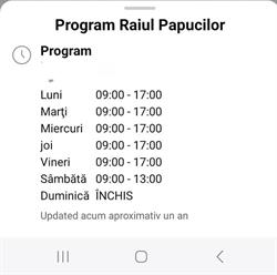 Raiul Papucilor, Şimleu Silvaniei program de funcționare