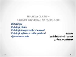 Cabinet Psihologic - Mihaela Olariu, Paşcani program de funcționare